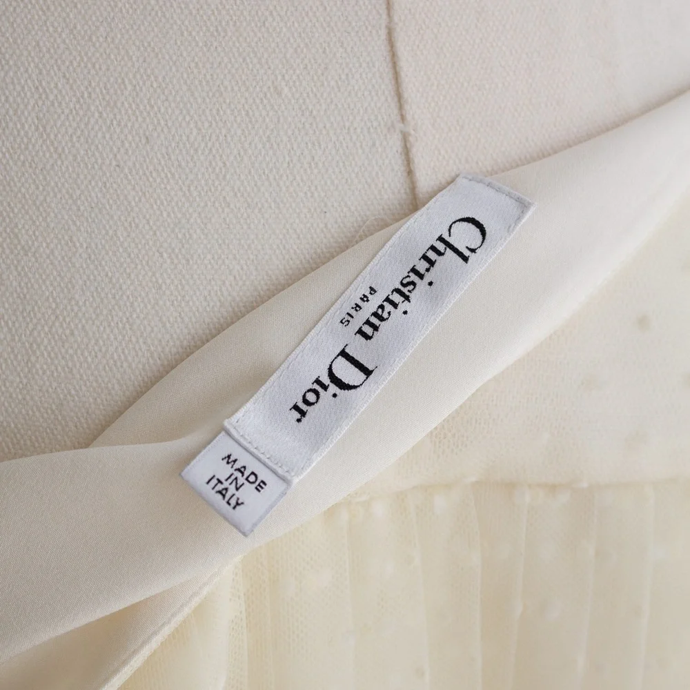 Dior 30 Montaigne Bar Jacket Off-White Ecru Plumetis Tulle Skirt Set FR38